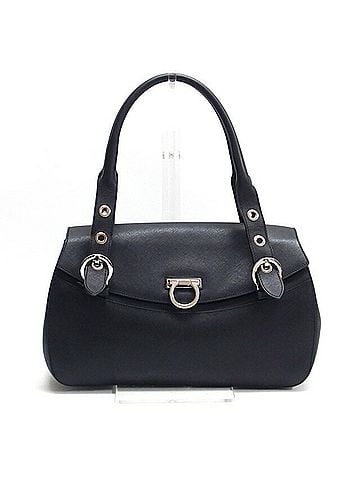Salvatore Ferragamo Black Leather Handbag Shoulder Bag (view 1)