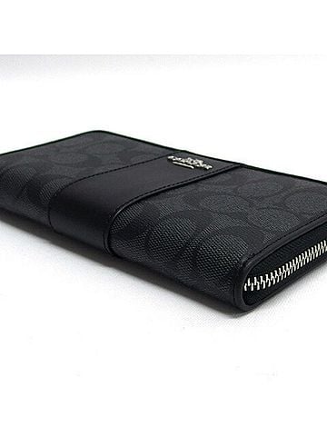 Coach Black Charcoal Gray Coated Canvas Long Wallet (Bi-Fold) (view 2)