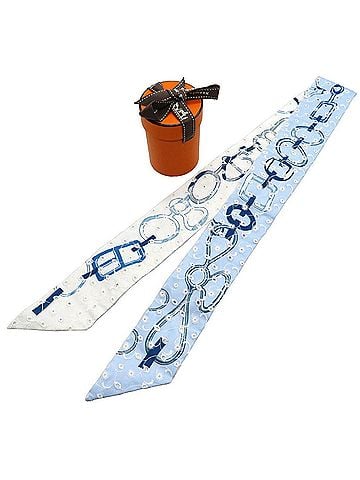 Hermès Twilly Blue Silk Scarf (view 2)