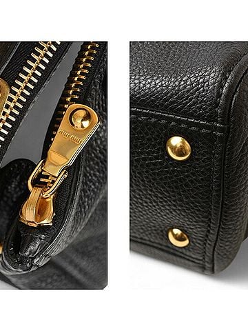 Miu Miu Black Leather Handbag Shoulder Bag (view 2)