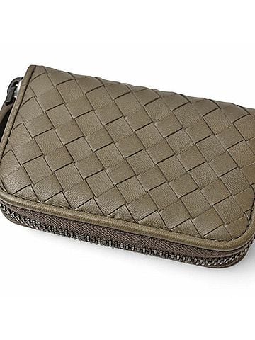 Bottega Veneta Intrecciato Gray Khaki Intrecciato Coin Purse/Coin Case (view 2)