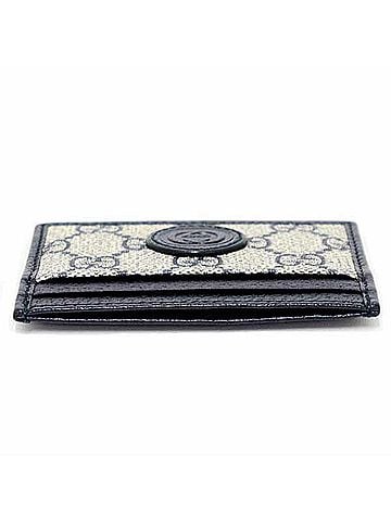 Gucci Beige Navy Gg Supreme Card Case (view 2)