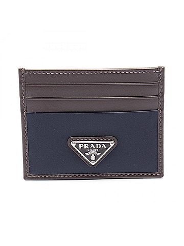 Prada Brown Navy Leather Nylon Card Case (view 1)