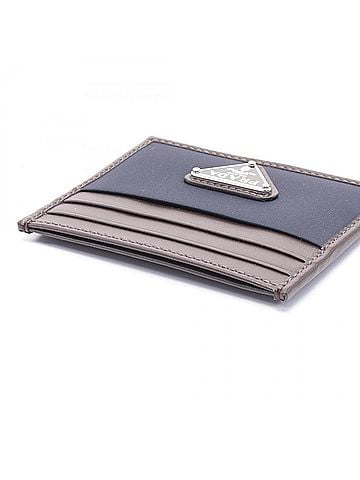 Prada Brown Navy Leather Nylon Card Case (view 2)