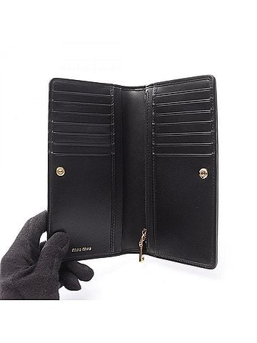 Miu Miu Black Leather Long Wallet (Bi-Fold) (view 2)