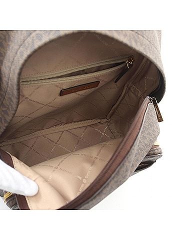 Michael Kors Brown Coated Canvas Leather Backpack (view 2)