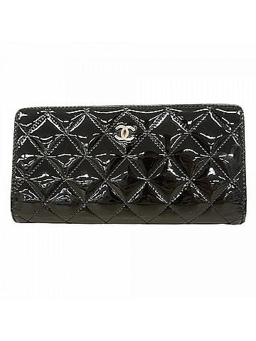 Chanel Black Patent Leather Long Wallet (Bi-Fold) (view 1)