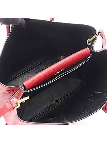 Prada Red Color Leather Handbag (view 2)