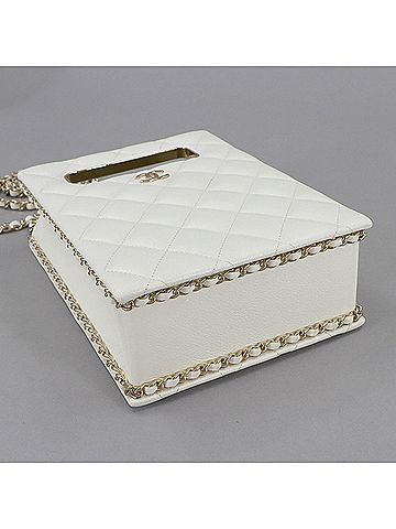 Chanel White Grained Calfskin Shoulder Bag (view 2)