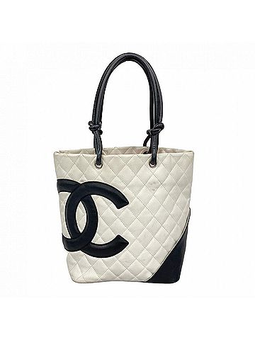 Chanel Black White Leather Tote Bag (view 1)