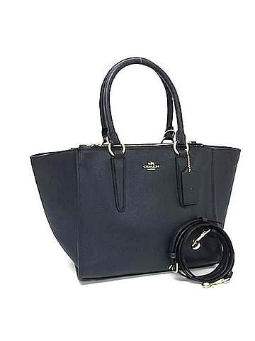 Coach Navy Leather Handbag Shoulder Bag Tote Bag (view 1)