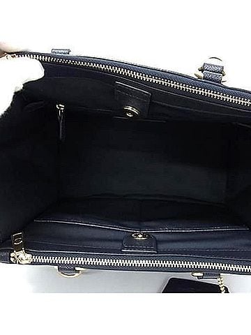 Coach Navy Leather Handbag Shoulder Bag Tote Bag (view 2)