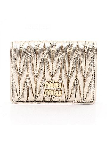 Miu Miu Gold Leather Card Case (view 1)