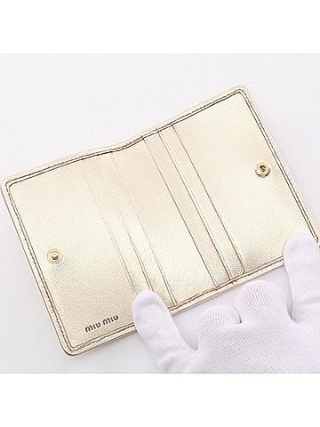 Miu Miu Gold Leather Card Case (view 2)
