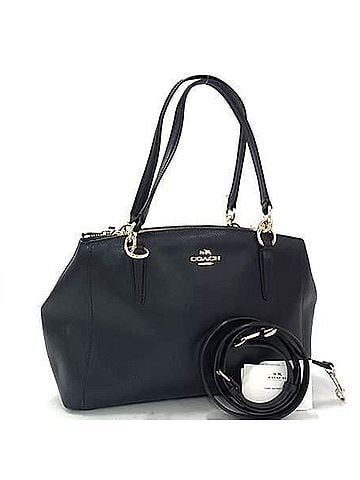 Coach Navy Leather Handbag Shoulder Bag Tote Bag (view 1)