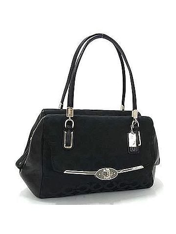 Coach Black Canvas Leather Handbag Shoulder Bag Tote Bag (view 1)