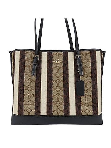 Coach Beige Black Brown Canvas Leather Tote Bag (view 1)