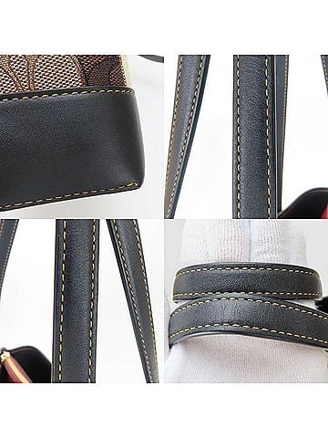 Coach Beige Black Brown Canvas Leather Tote Bag (view 2)