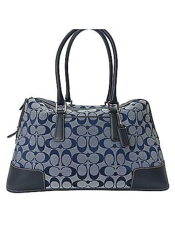 Coach Blue Navy Canvas Leather Handbag (view 1)
