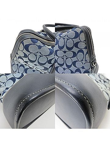 Coach Blue Navy Canvas Leather Handbag (view 2)