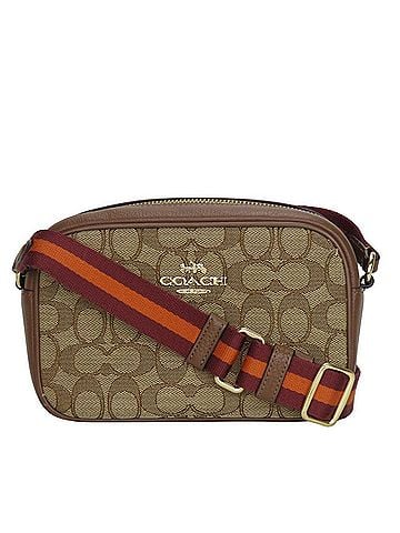 Coach Bordeaux Brown Canvas Leather Pochette Shoulder Bag (view 1)