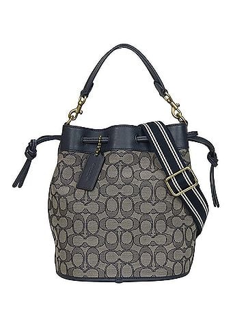 Coach Gray Navy Canvas Leather Shoulder Bag (view 1)