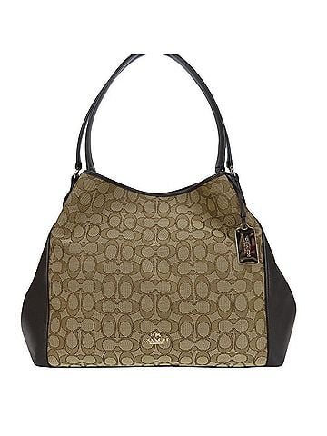 Coach Brown Dark Brown Canvas Leather Tote Bag (view 1)