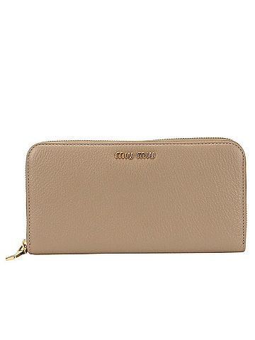 Miu Miu Pink Beige Leather Long Wallet (Bi-Fold) (view 1)