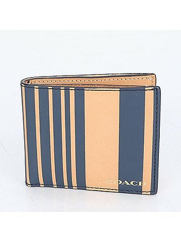 Coach Beige Navy Leather Wallet (Bi-Fold) (view 1)