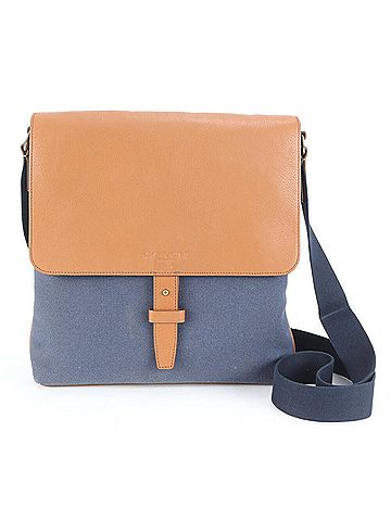 Coach Brown Navy Leather Canvas Shoulder Bag Tote Bag (view 1)