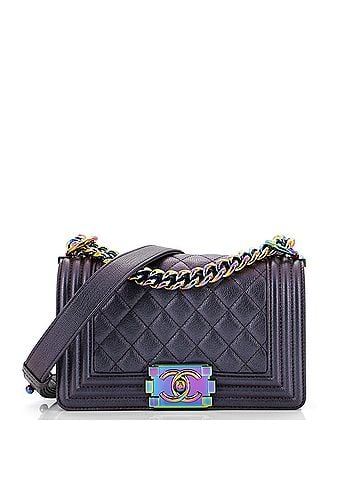 Chanel Boy Flap Bag Quilted Iridescent Goatskin Small (view 1)