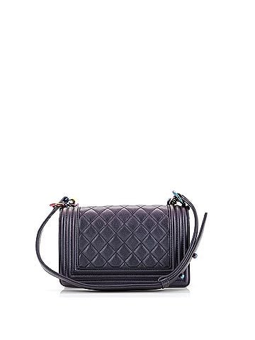Chanel Boy Flap Bag Quilted Iridescent Goatskin Small (view 2)