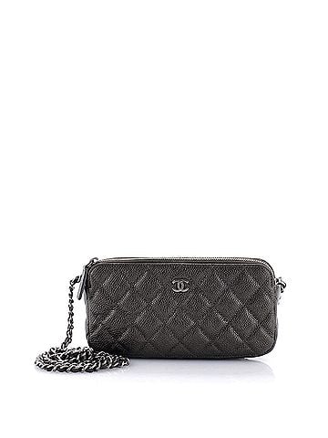Chanel Double Zip Clutch with Chain Quilted Iridescent Caviar (view 1)