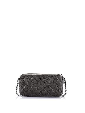 Chanel Double Zip Clutch with Chain Quilted Iridescent Caviar (view 2)