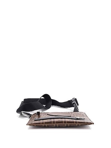 Fendi FF Logo Stamp Flat Messenger Bag Zucca Coated Canvas Small (view 2)