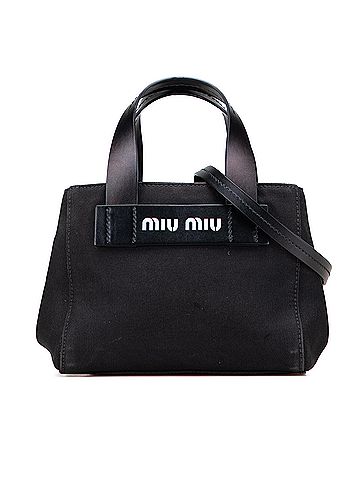 Miu Miu Small Canapa Canvas and leather Logo Satchel (view 1)
