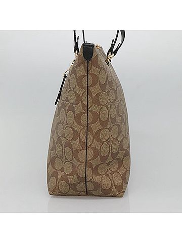 Coach Signature Brown Canvas Tote Bag (view 2)