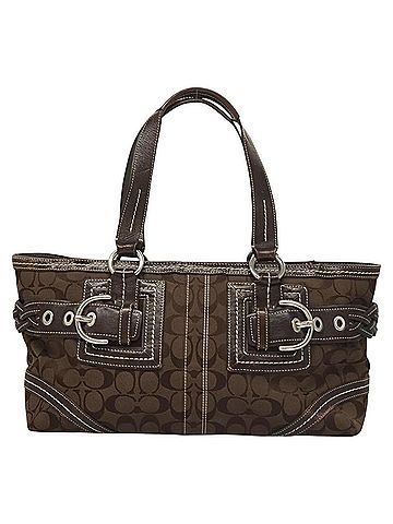 Coach Signature Brown Canvas Tote Bag (view 1)