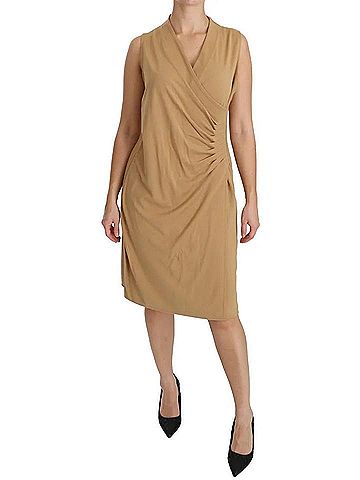 Ralph Lauren Brown V-neck Shift Knee Length Viscose Women's Dress (view 1)