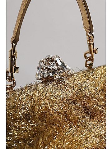 Dolce & Gabbana Basic Gold Vanda Chain Strap Tinsel Crystal Evening Clutch Women's Bag (view 2)