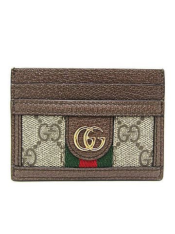 Gucci Beige Brown Gg Supreme Leather Card Case (view 1)