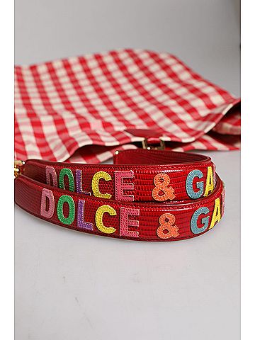 Dolce & Gabbana Basic Red I Love Pizza Rhinestone Embellished Tote Women's Bag (view 2)