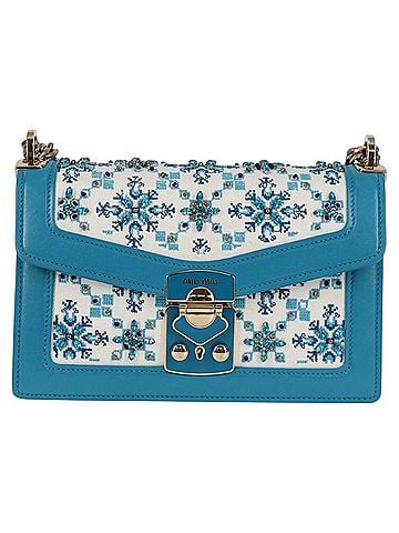 Miu Miu Chain Shoulder Bag Blue Canvas Shoulder Bag (view 1)