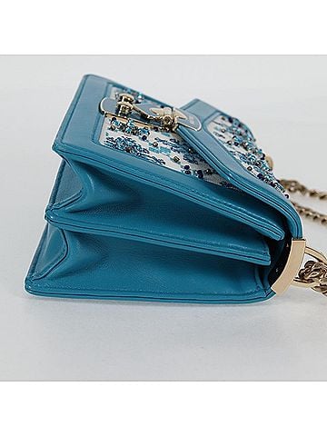 Miu Miu Chain Shoulder Bag Blue Canvas Shoulder Bag (view 2)