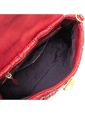 Miu Miu Matelasse Red Color Leather Handbag Shoulder Bag (view 2)