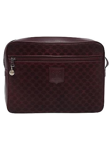 Céline Macadam Burgundy Canvas Shoulder Bag (view 1)