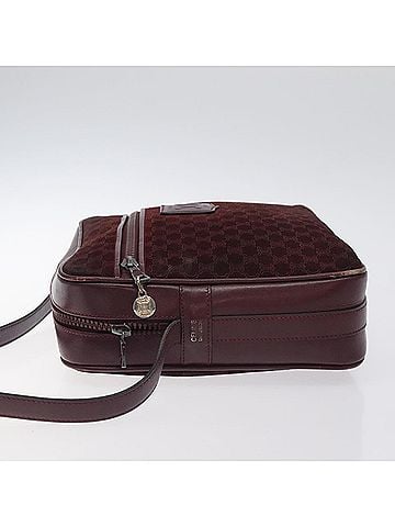 Céline Macadam Burgundy Canvas Shoulder Bag (view 2)