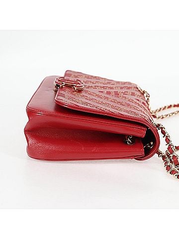 Chanel V-Stich Red Leather Shoulder Bag (view 2)