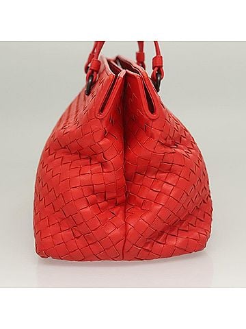 Bottega Veneta Intrecciato Red Leather Handbag (view 2)