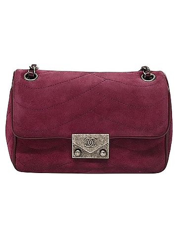Chanel Flap Bag Burgundy Suede Shoulder Bag (view 1)